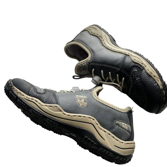 RIEKER ANTISTRESS LEATHER SNEAKERS SOFT GREY TWO TONE WOMEN SIZE 37/US SIZE 6 - Picture 2 of 16
